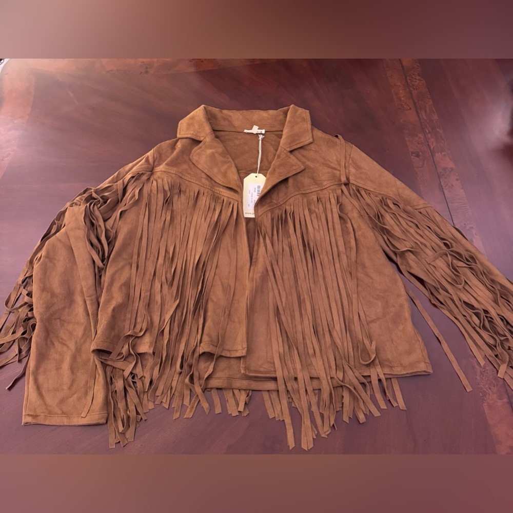 Faux Suede Fringe Jacket